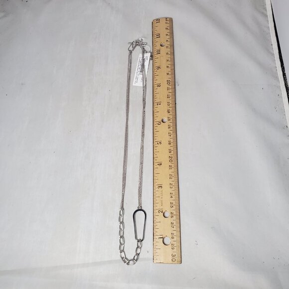 French connection silver rhodium link lariat necklace - Picture 6 of 6